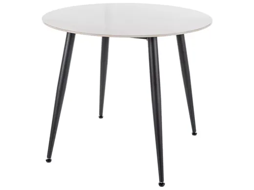 Stół okrągły RION 90 cm - biały połysk/czarny mat