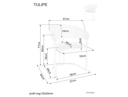 Krzesło tapicerowane welurowe TULIPE Velvet  - beżowy Bluvel 28