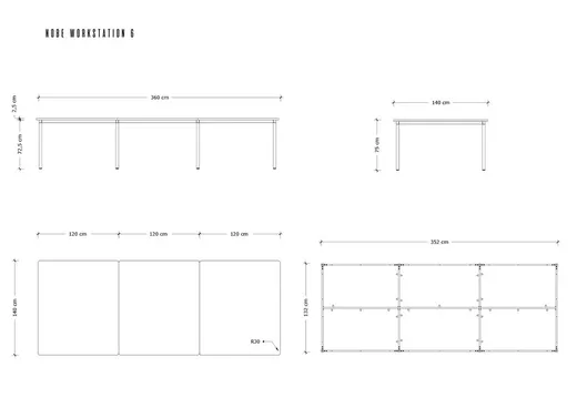 Biurko NOBE WORKSTATION 6 - biały