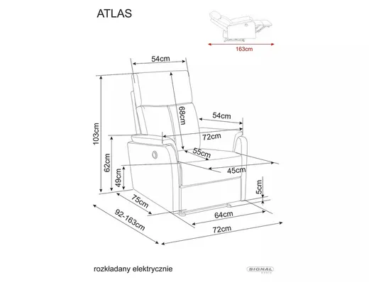 Fotel rozkładany ATLAS Raven - brązowy