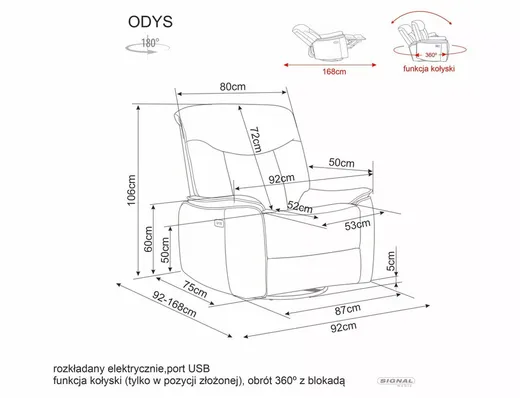 Fotel rozkładany ODYS Raven - szary