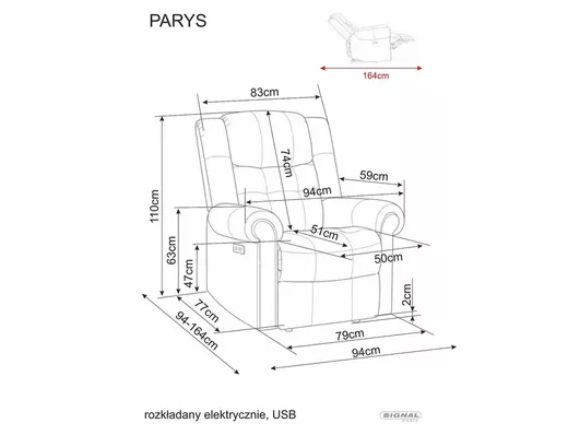Fotel rozkładany PARYS Raven - szary