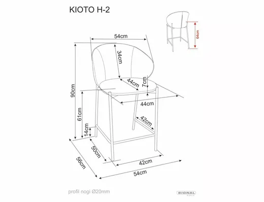 Hoker tapicerowany KIOTO H-2 - beżowy/orzech
