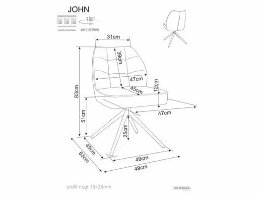 Krzesło obrotowe tapicerowane JOHN Raven - beżowy