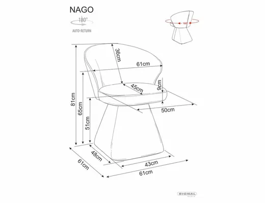 Krzesło obrotowe tapicerowane NAGO Noelle - szary