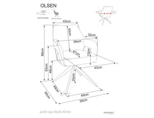 Krzesło obrotowe tapicerowane OLSEN Noelle - ciemny beżowy