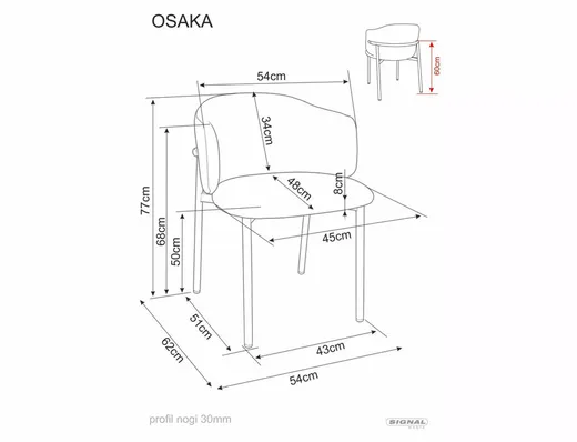 Krzesło tapicerowane z podłokietnikami OSAKA D - jasny beżowy/orzech