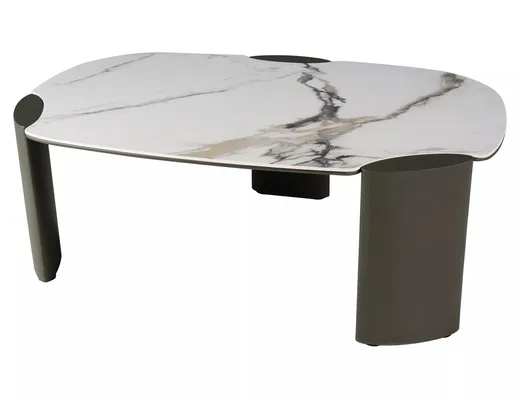 Ława ADORO B CERAMIC 105x65 - biały Amber Bianco / miedziany