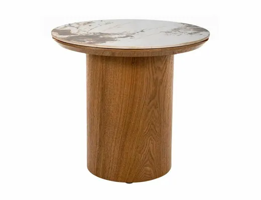 Ława RONDO 45 cm - biały pandoro/dąb