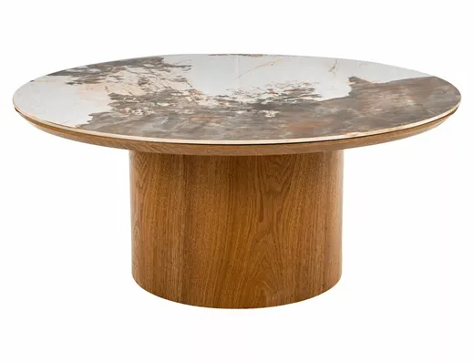 Ława RONDO 80 cm - biały pandoro/dąb