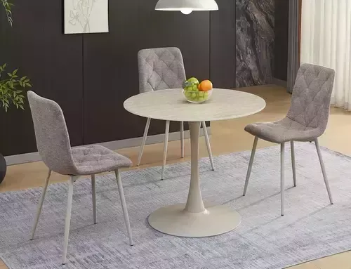 Stół okrągły AMADEO 90 cm - beżowy/kaszmir