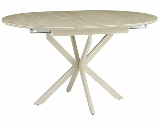 Stół okrągły rozkładany GASTON CERAMIC 100/135x100 - beż połysk/kaszmir