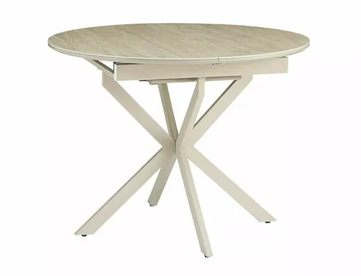 Stół okrągły rozkładany GASTON CERAMIC 100/135x100 - beż połysk/kaszmir