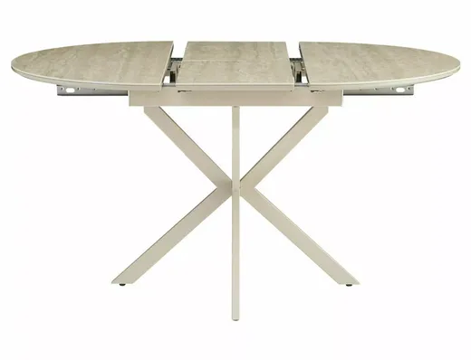 Stół okrągły rozkładany GASTON CERAMIC 100/135x100 - beż połysk/kaszmir