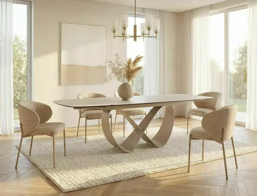 Stół rozkładany INFINITY CERAMIC 160/240x95 - beżowy/kaszmir