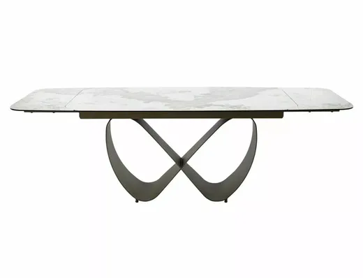 Stół rozkładany INFINITY CERAMIC 160/240x95 - biały połysk/miedziany