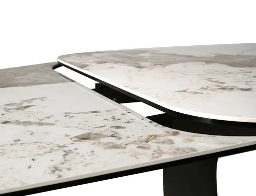 Stół rozkładany INFINITY CERAMIC 160/240x95 - biały połysk/miedziany