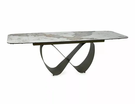 Stół rozkładany INFINITY CERAMIC 160/240x95 - biały połysk/miedziany