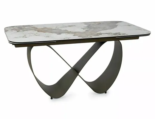 Stół rozkładany INFINITY CERAMIC 160/240x95 - biały połysk/miedziany
