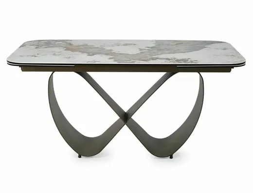 Stół rozkładany INFINITY CERAMIC 160/240x95 - biały połysk/miedziany