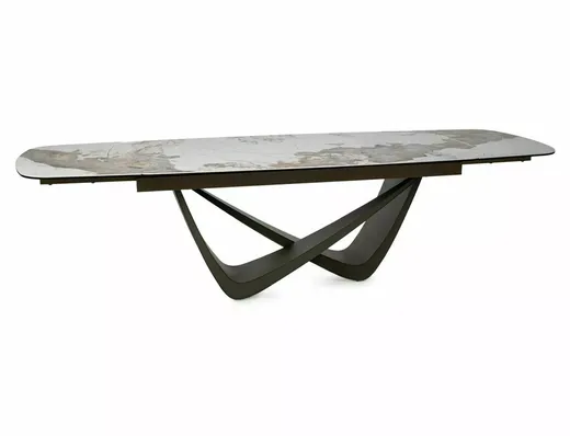 Stół rozkładany MARANELLO CERAMIC 200/290x98 - biały połysk/miedziany