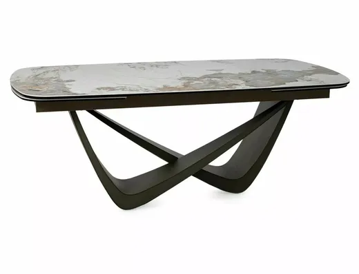 Stół rozkładany MARANELLO CERAMIC 200/290x98 - biały połysk/miedziany