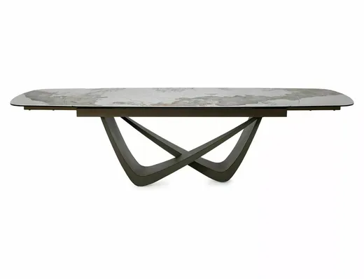 Stół rozkładany MARANELLO CERAMIC 200/290x98 - biały połysk/miedziany