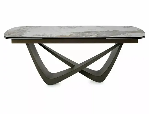 Stół rozkładany MARANELLO CERAMIC 200/290x98 - biały połysk/miedziany