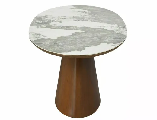 Stół owalny rozkładany MAROCCO CERAMIC 160/200x90 - biały połysk/orzech
