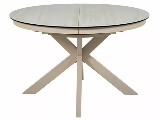 Stół okrągły rozkładany PORTO CERAMIC 120/160x120 - beż mat/kaszmir
