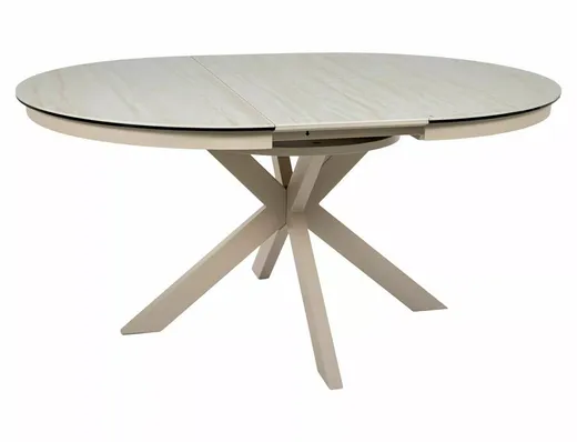 Stół okrągły rozkładany PORTO CERAMIC 120/160x120 - beż mat/kaszmir