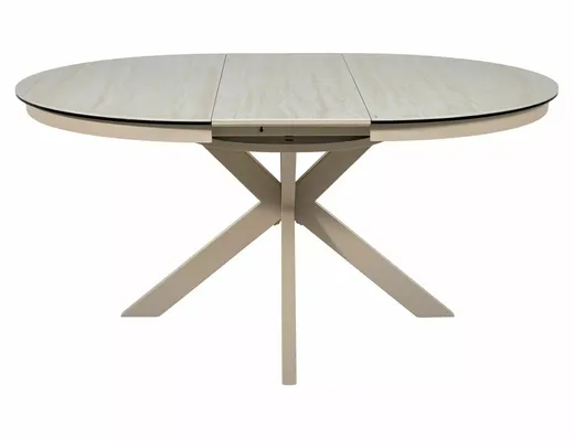 Stół okrągły rozkładany PORTO CERAMIC 120/160x120 - beż mat/kaszmir