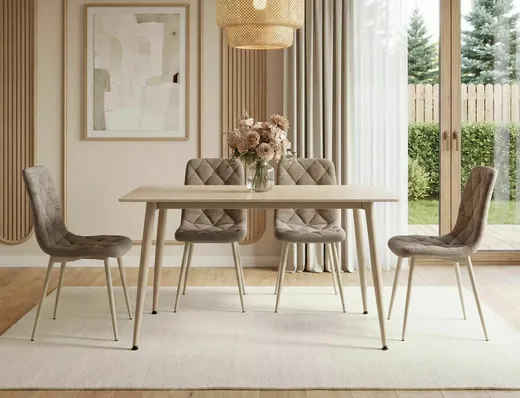 Stół RION 130x70 - beż mat/kaszmir