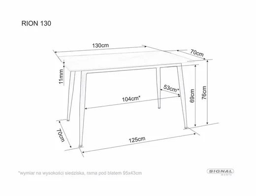 Stół RION 130x70 - beż mat/kaszmir