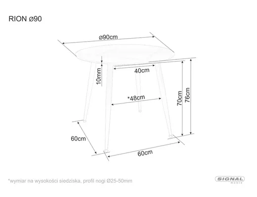 Stół okrągły RION 90 cm - beż mat/kaszmir
