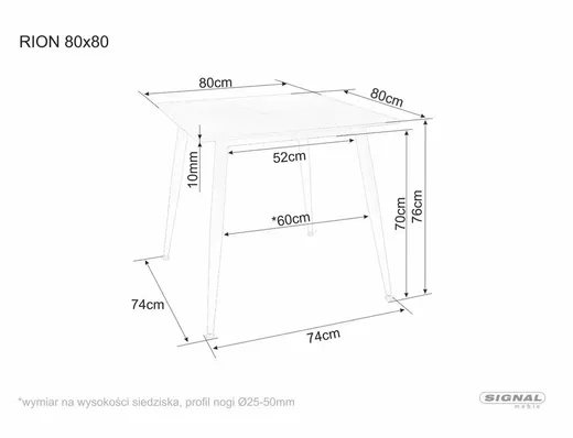 Stół RION 80x80 - beż mat/kaszmir