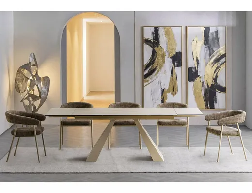 Stół rozkładany SALVADORE CERAMIC 160/240x90 - beż mat/kaszmir