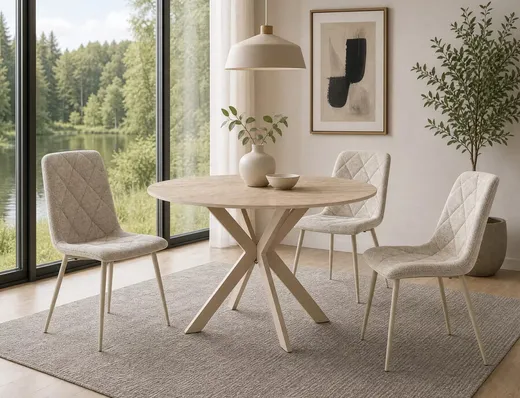 Stół okrągły TALIA 90 cm - beż mat/kaszmir