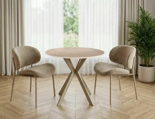 Stół okrągły TALIA 90 cm - beż mat/kaszmir
