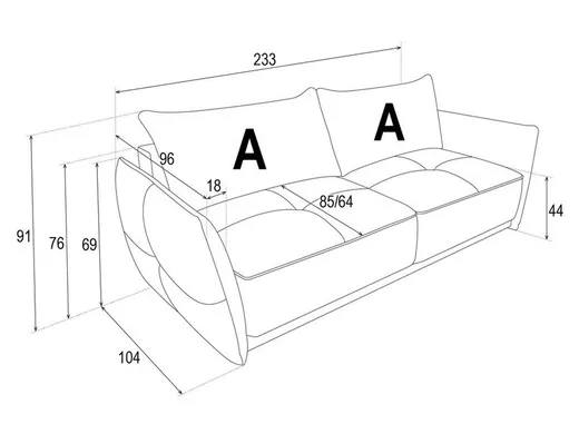 PROMOCJA - Sofa 3-osobowa LETO - tkanina Vibe