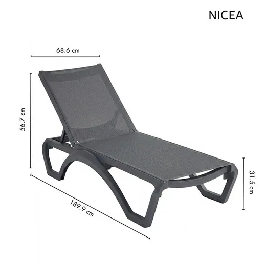 Leżak ogrodowy NICEA - czarny