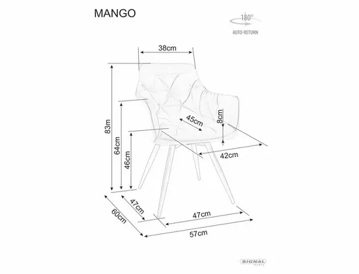 Krzesło obrotowe tapicerowane MANGO Leo - ciemny beżowy/kaszmir