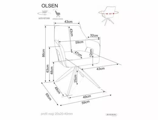 Krzesło obrotowe tapicerowane OLSEN Leo - ciemny beżowy/kaszmir
