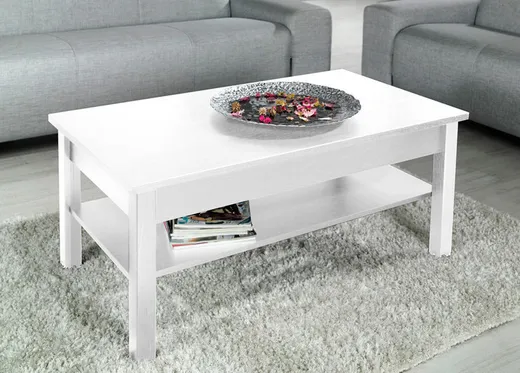 Ława z półką HIGH GLOSSY FURNITURE - biały
