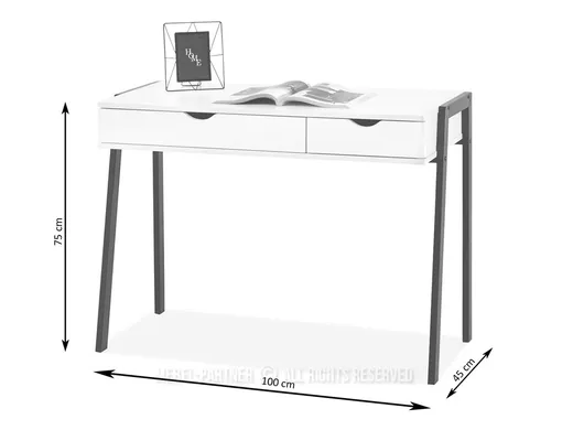 Biurko minimalistyczne z szufladami LUND - orzech
