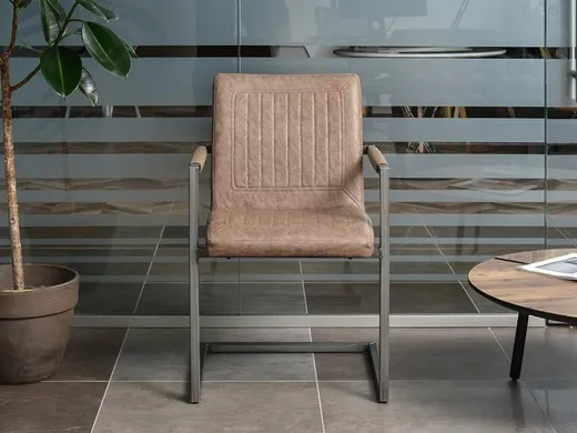 STALOWE KRZESŁO W STYLU LOFT NA PŁOZACH KIATO BRĄZOWE