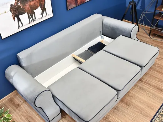 Sofa rozkładana z pojemnikiem TOSCA - szary/biały