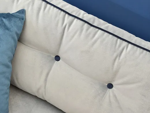 Sofa rozkładana z pikowaniem BLINK - niebieski/dąb