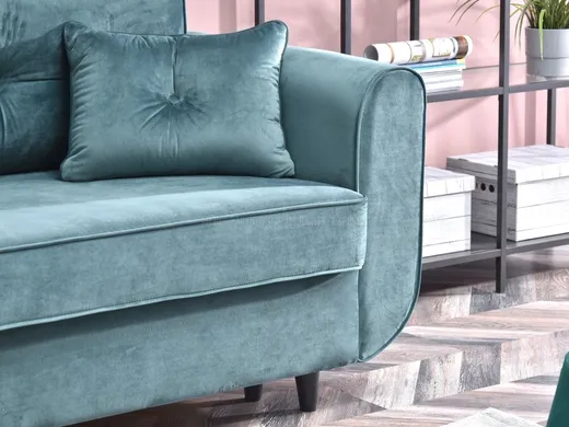 Sofa rozkładana BLINK - turkusowy/czarny