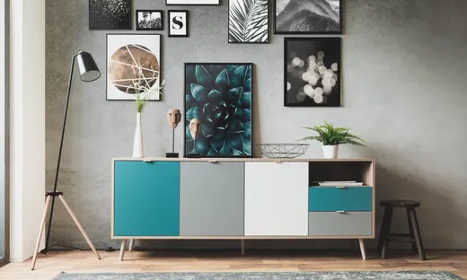 Komoda 3-drzwiowa z dwiema szufladami CUBA 2S3D